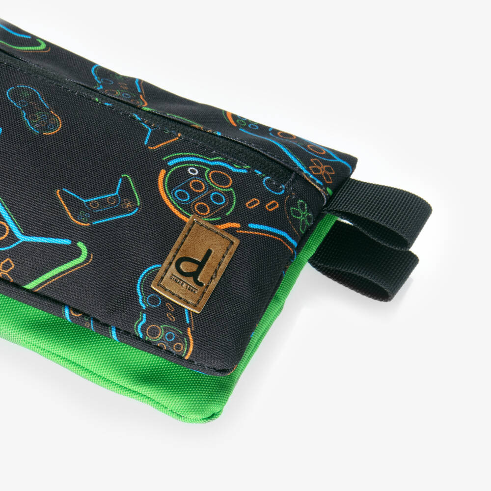 Deux par Deux-Boys Black Video Game Print Pencil Case (23cm) | Childrensalon