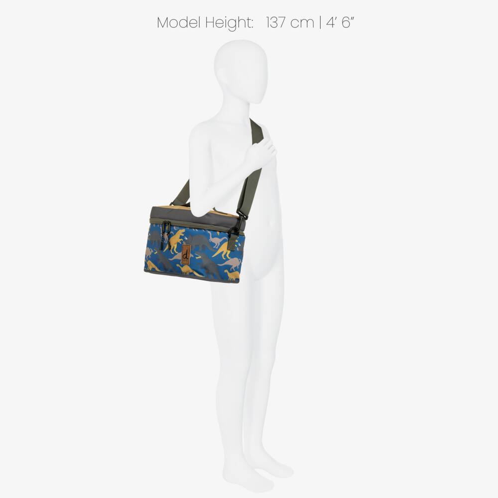 Deux par Deux-Boys Blue & Beige Dino Print Lunch Bag (25cm) | Childrensalon