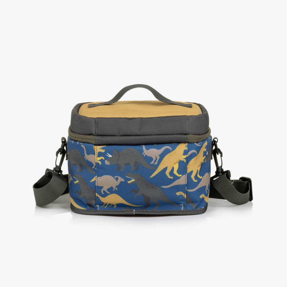 Deux par Deux-Boys Blue & Beige Dino Print Lunch Bag (25cm) | Childrensalon