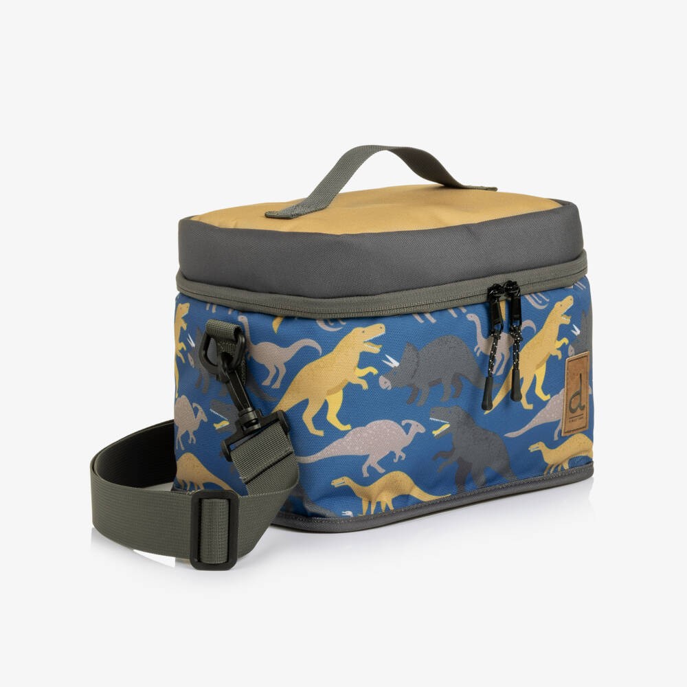 Deux par Deux-Boys Blue & Beige Dino Print Lunch Bag (25cm) | Childrensalon