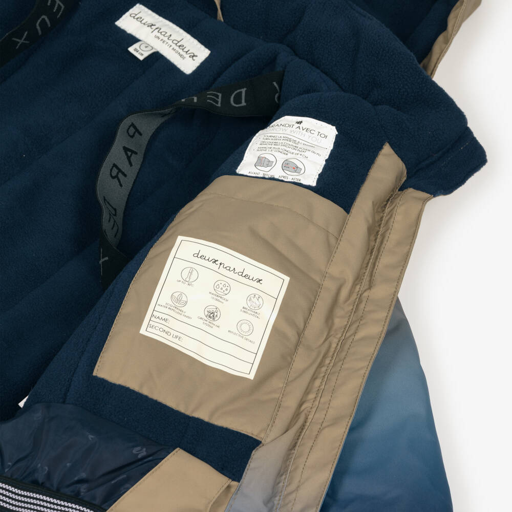 Deux par Deux-Boys Blue & Beige Mountain Scene Snowsuit | Childrensalon