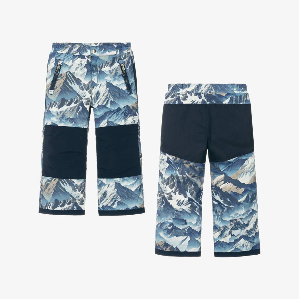 Deux par Deux-Boys Blue & Beige Mountain Scene Snowsuit | Childrensalon