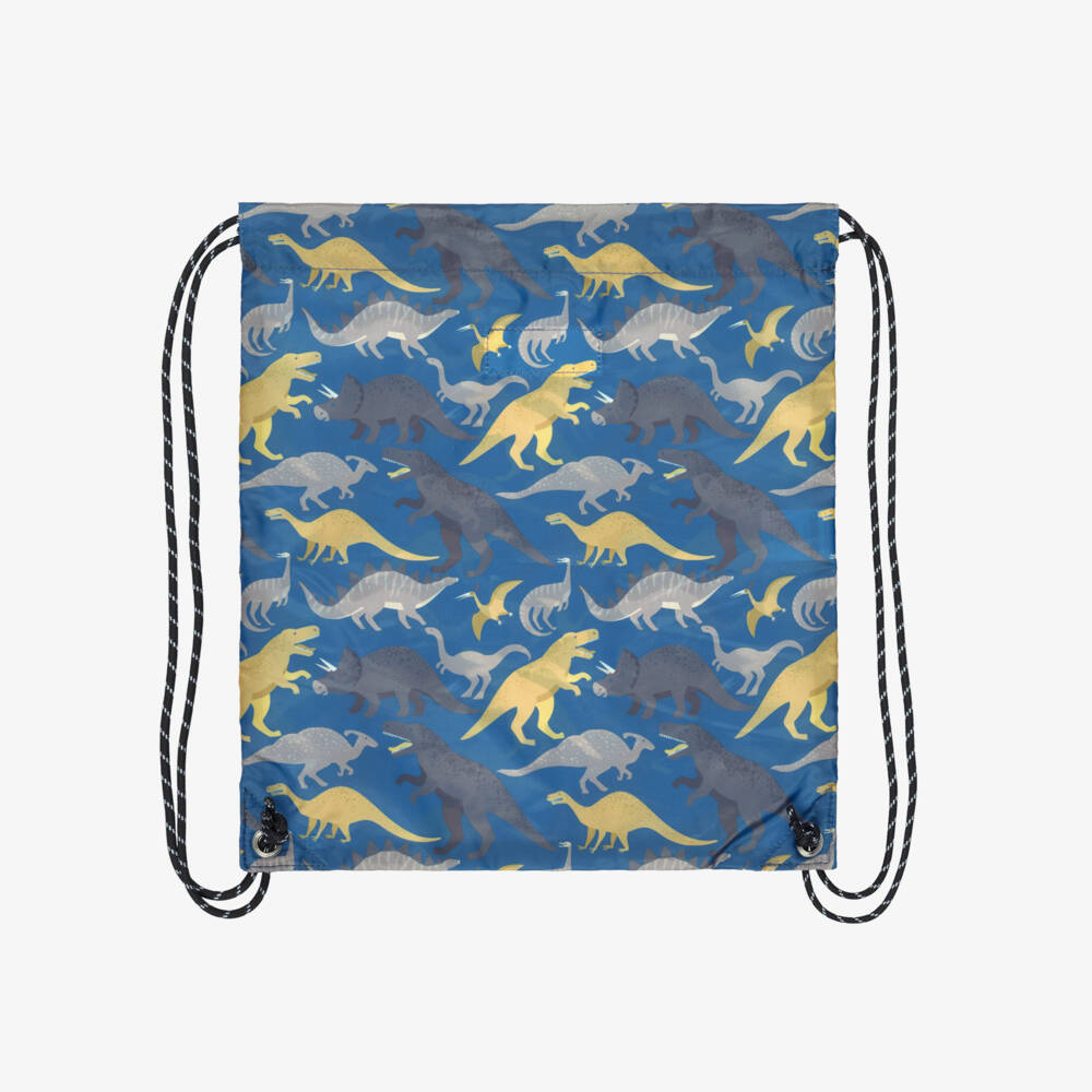 Deux par Deux-Boys Blue Dino Print Drawstring Backpack (39cm) | Childrensalon
