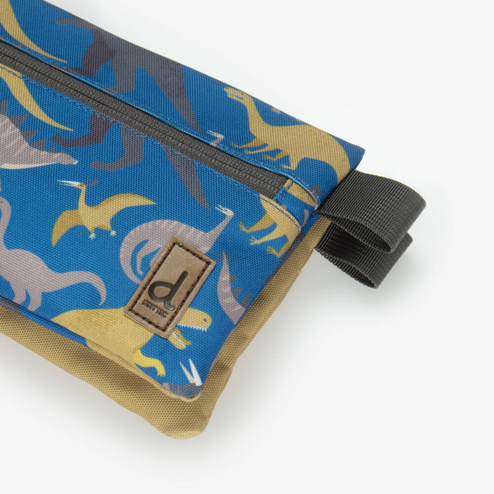Deux par Deux-Boys Blue Dino Print Pencil Case (23cm) | Childrensalon