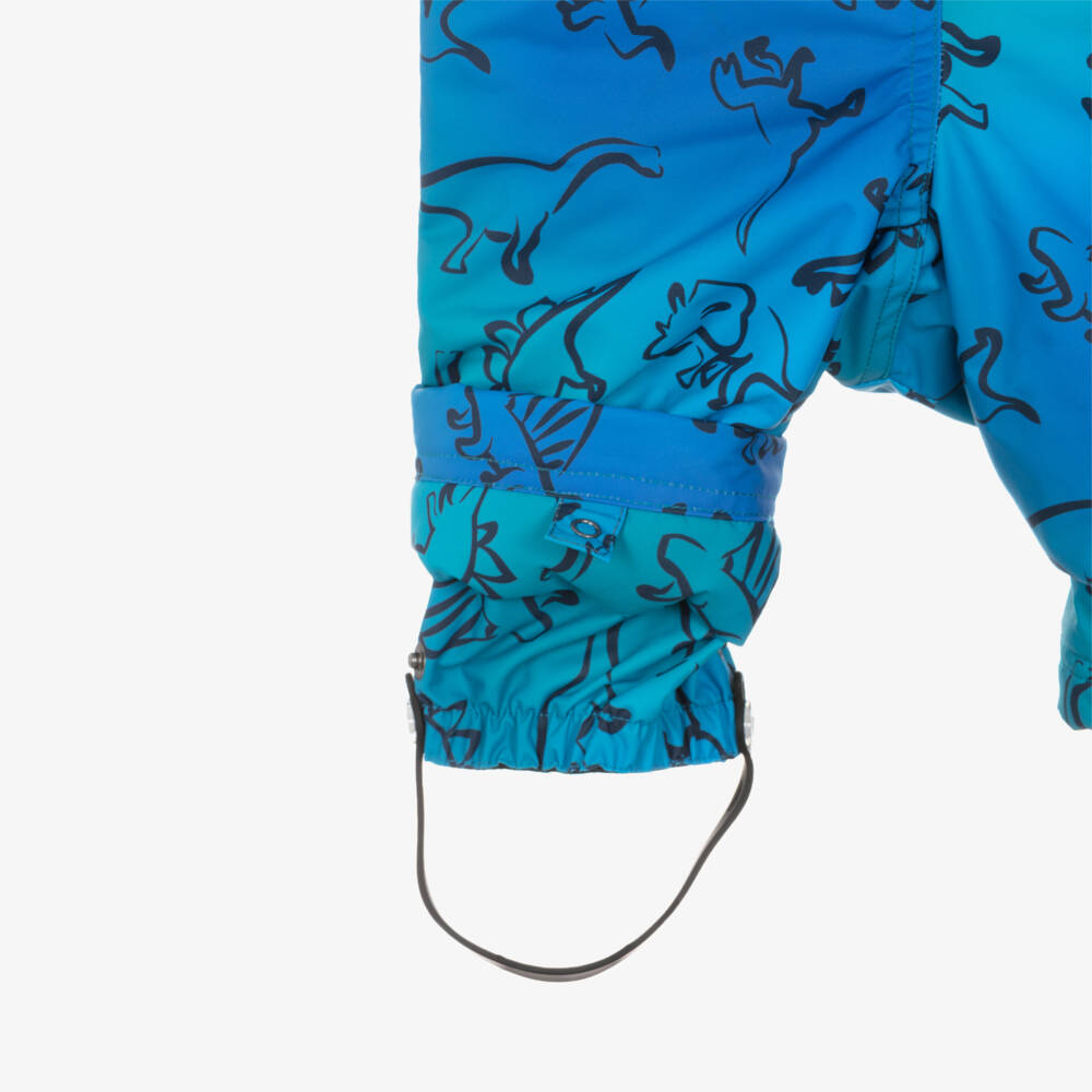 Deux par Deux-Boys Blue Dinosaur Print Snowsuit with Neck Warmer | Childrensalon