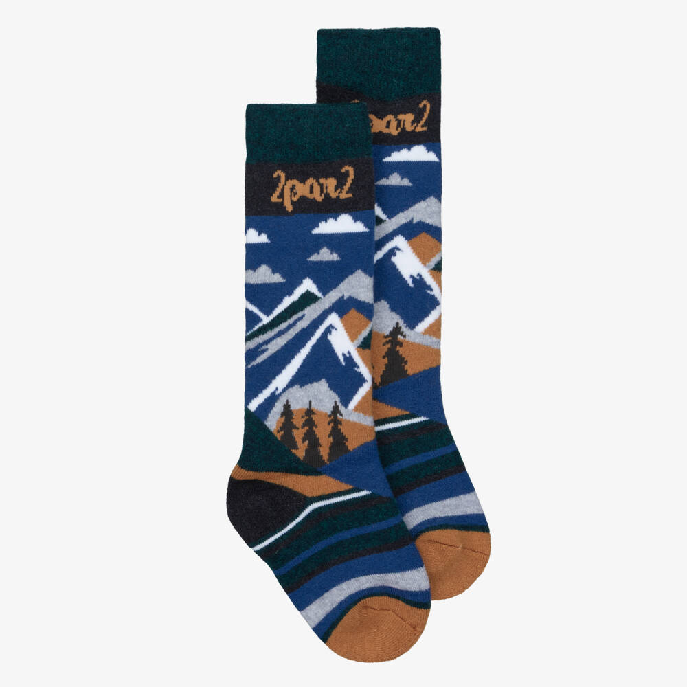 Deux par Deux-Boys Blue Mountain & Ski Thermal Socks | Childrensalon