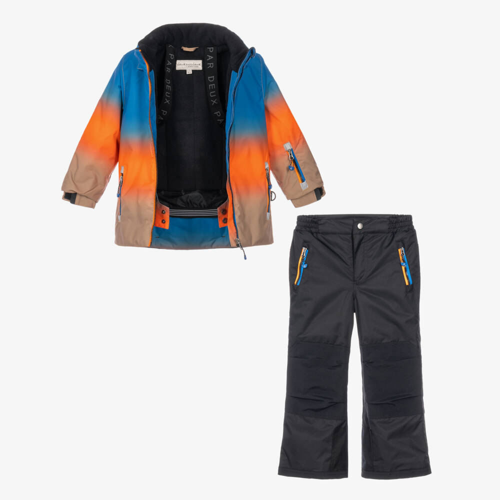 Deux par Deux-Boys Blue & Orange Technical Snowsuit | Childrensalon