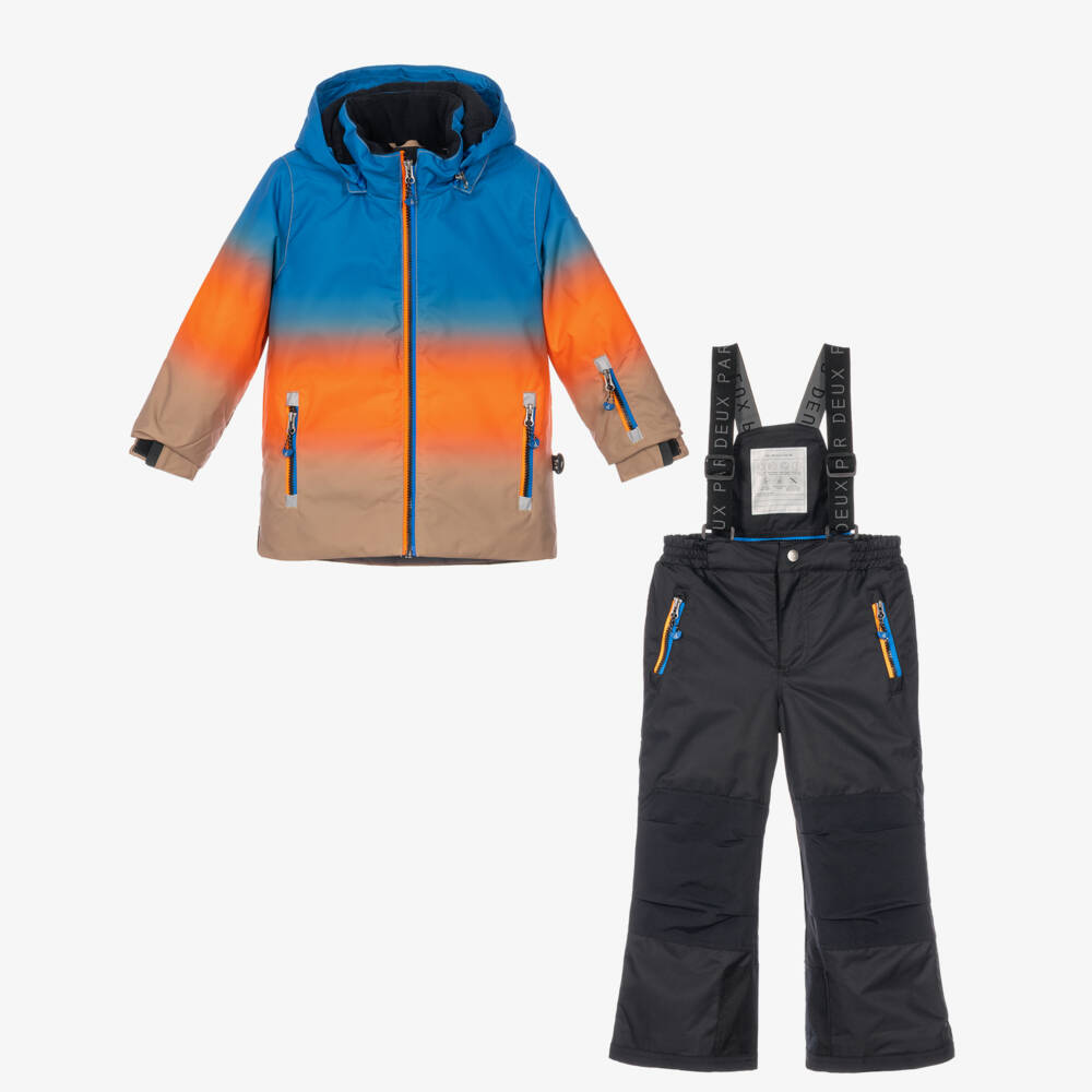 Deux par Deux-Boys Blue & Orange Technical Snowsuit | Childrensalon