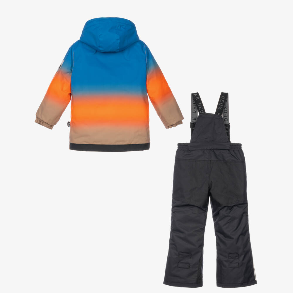 Deux par Deux-Boys Blue & Orange Technical Snowsuit | Childrensalon