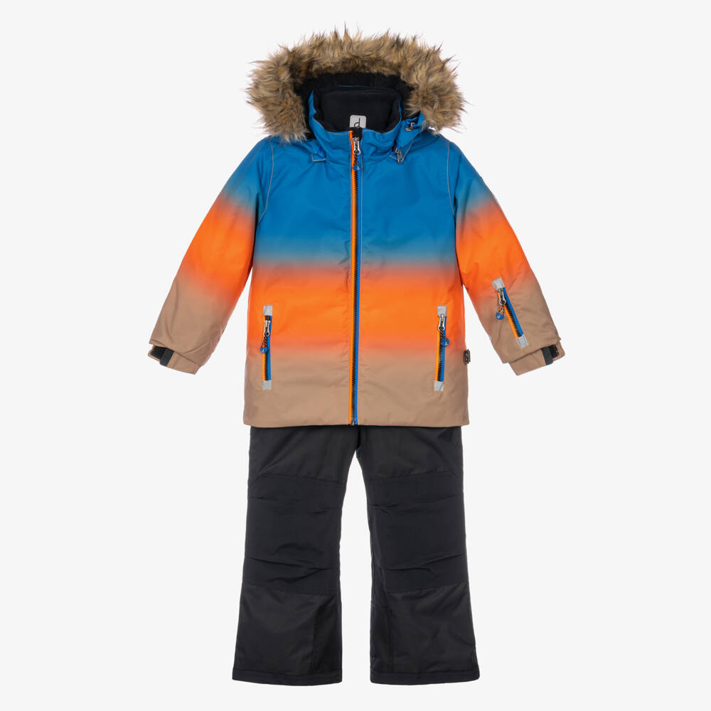 Deux par Deux-Boys Blue & Orange Technical Snowsuit  | Childrensalon