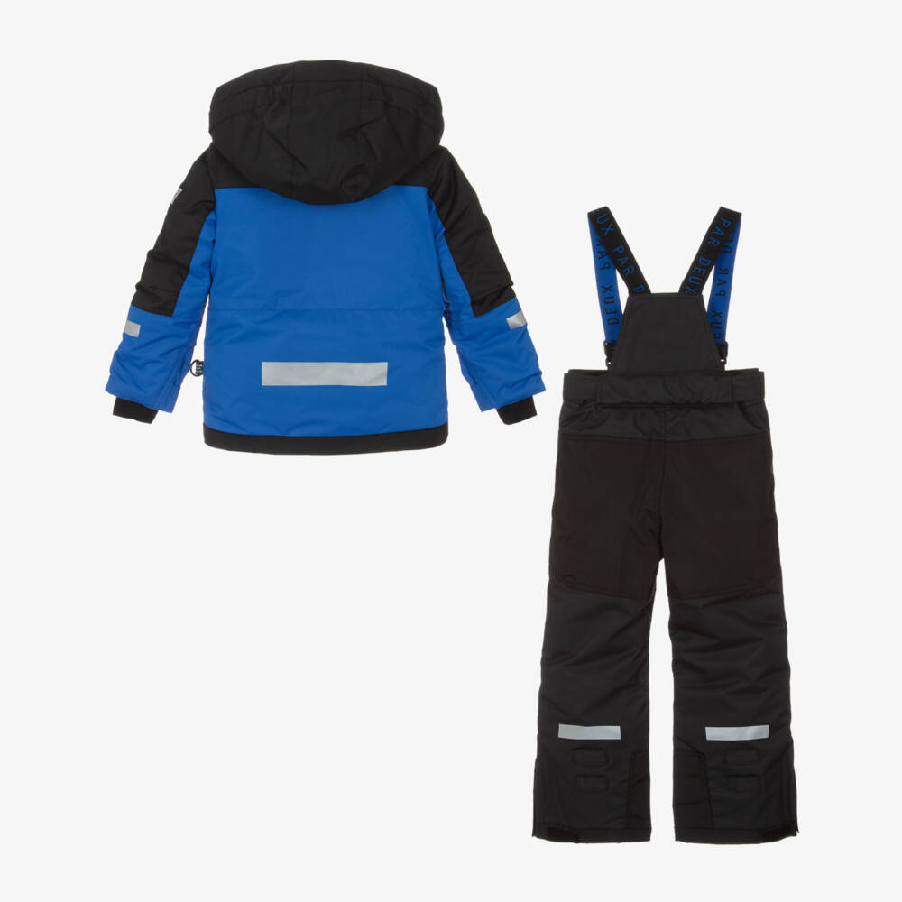 Deux par Deux-Boys Bright Blue & Black Teknik Snowsuit | Childrensalon