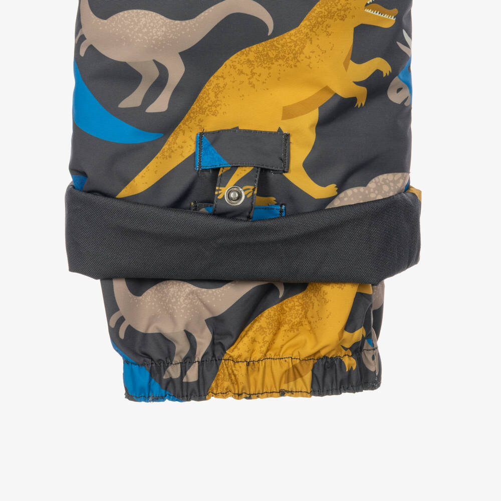 Deux par Deux-Boys Brown Technical Snowsuit with Dinosaur Prints | Childrensalon
