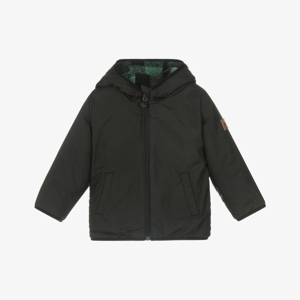 Deux par Deux-Boys Green & Black Reversible Zip-Up Jacket | Childrensalon