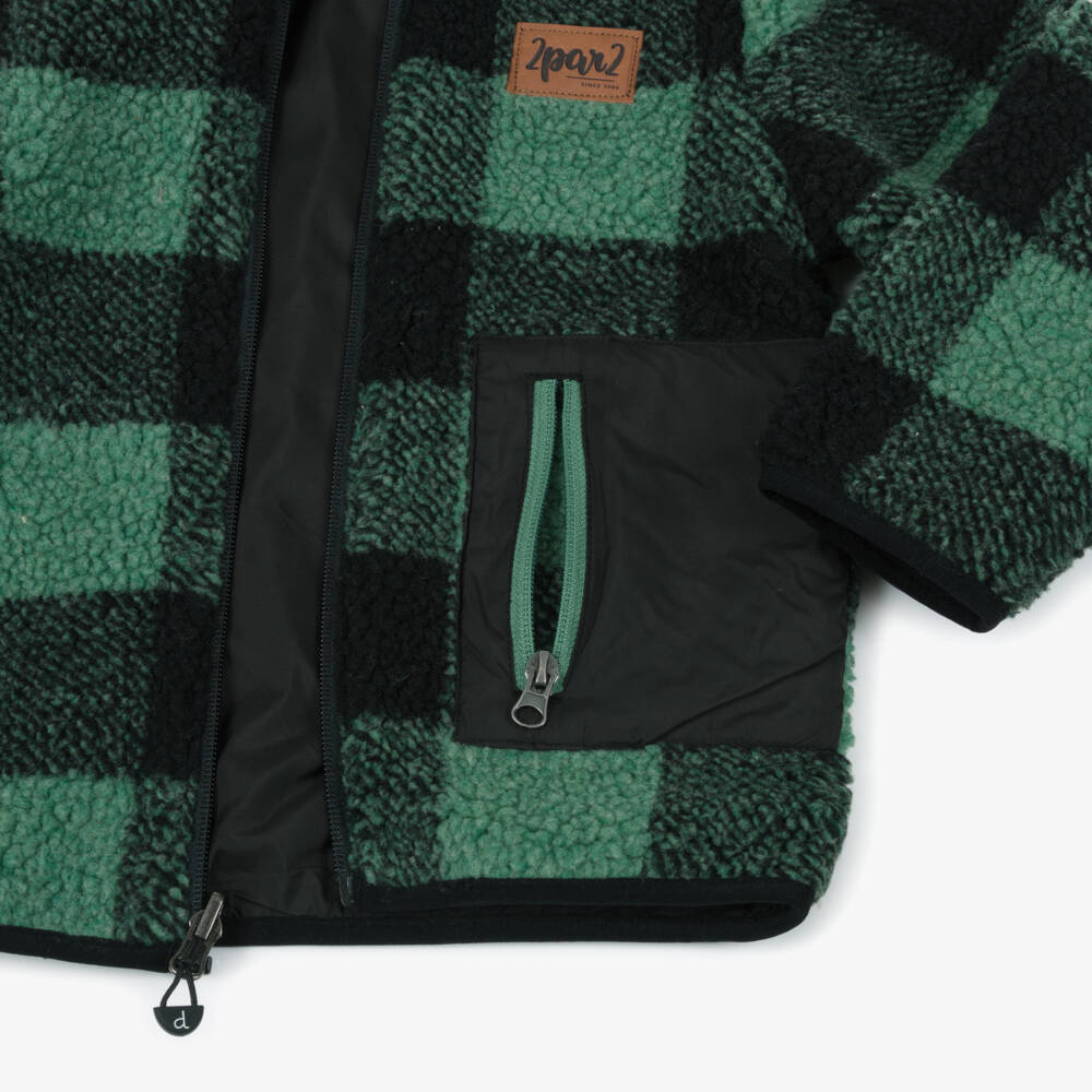 Deux par Deux-Boys Green & Black Reversible Zip-Up Jacket | Childrensalon