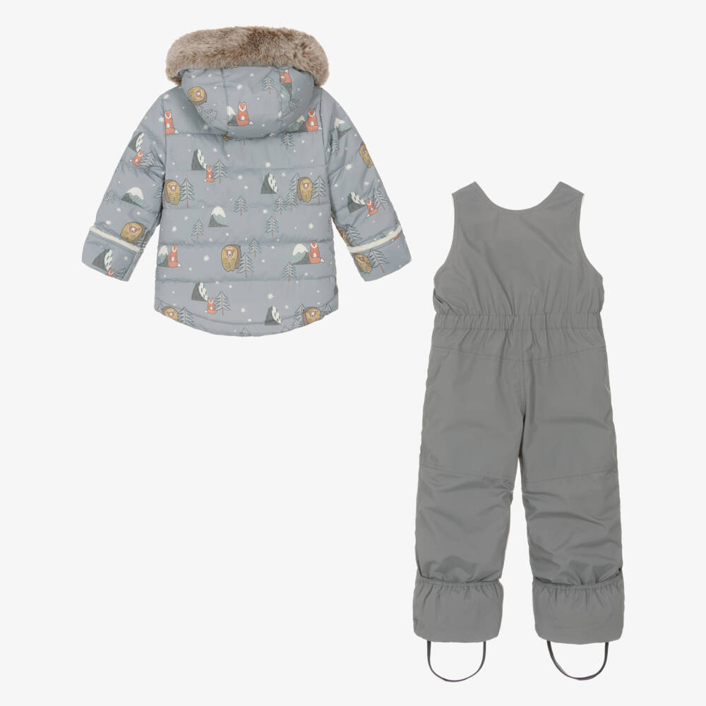 Deux par Deux-Boys Grey Arctic Animal Print Snowsuit | Childrensalon