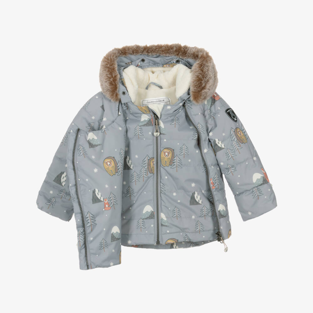 Deux par Deux-Boys Grey Arctic Animal Print Snowsuit | Childrensalon