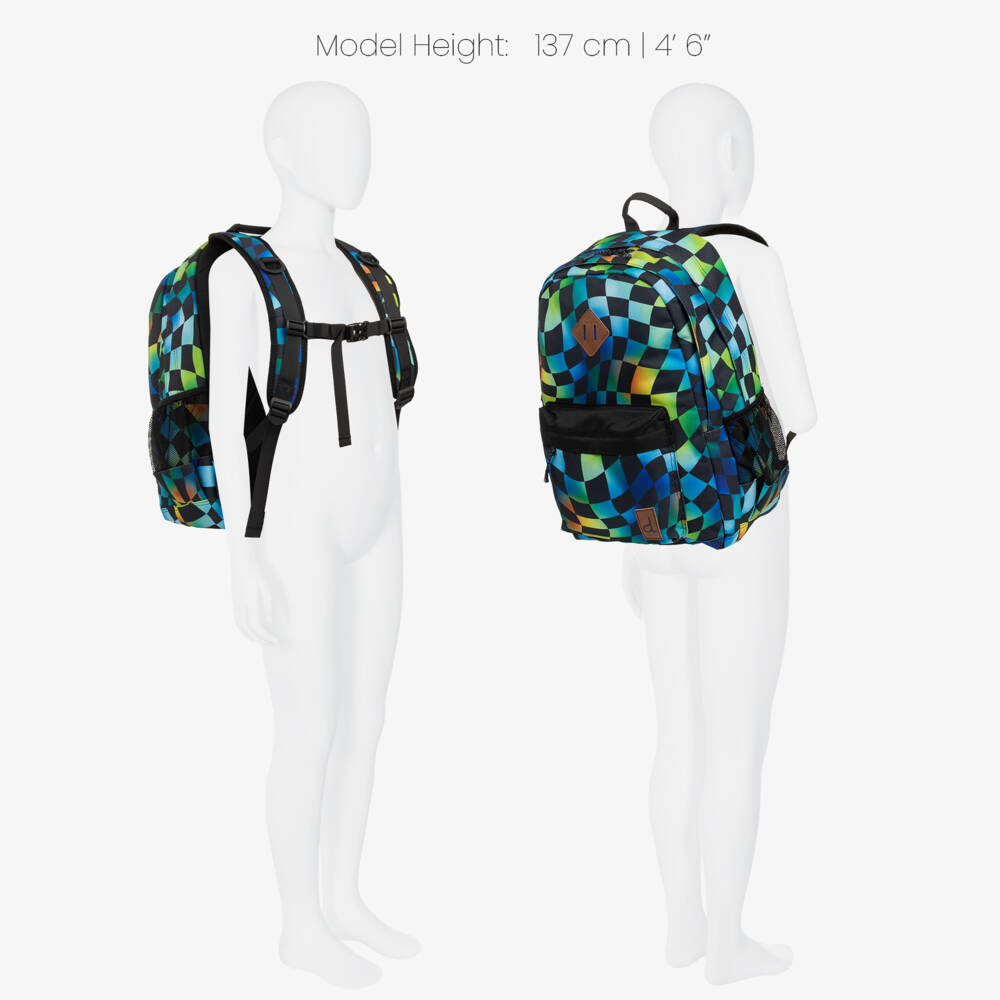 Deux par Deux-Boys Multicolour Check Print Backpack (46cm) | Childrensalon