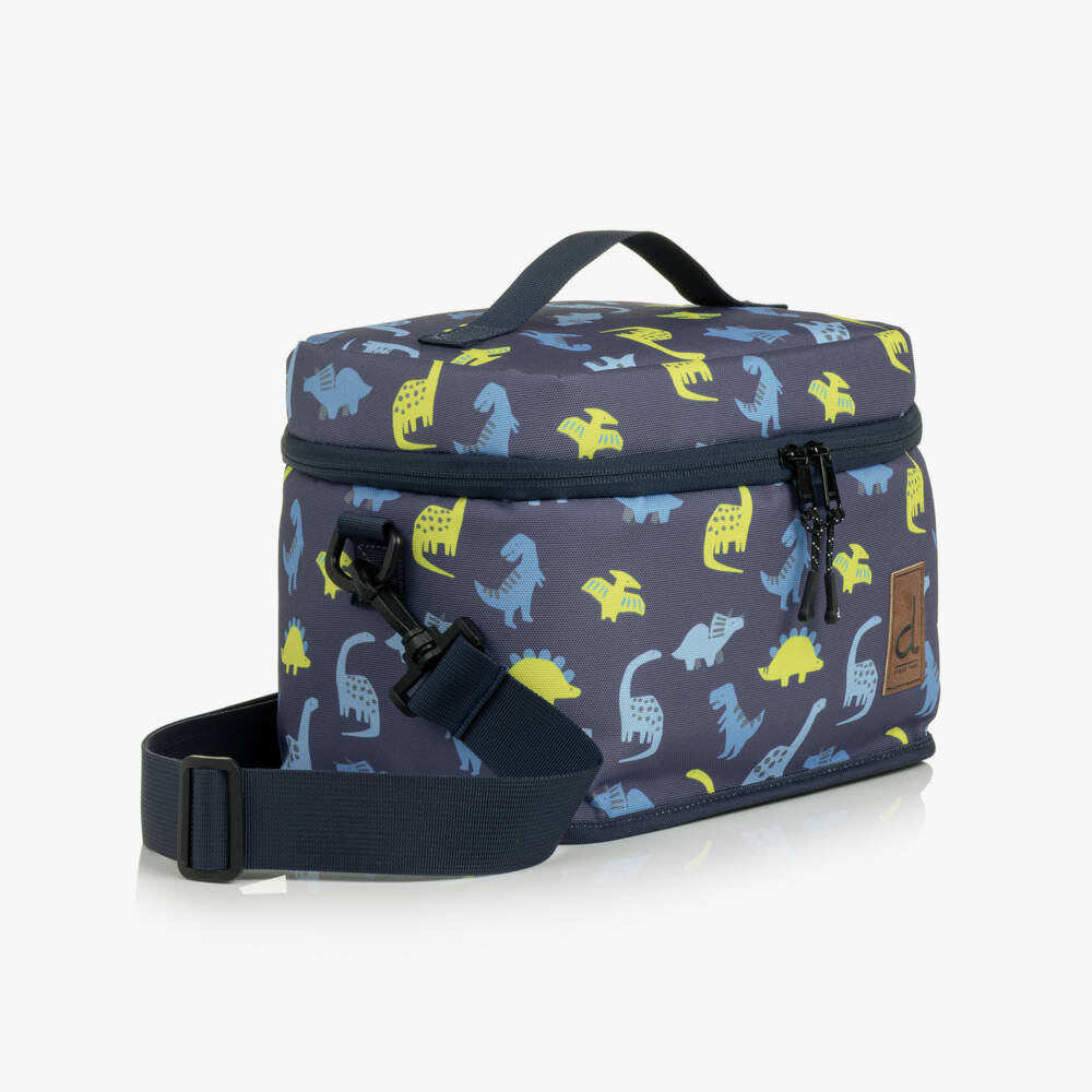 Deux par Deux-Boys Navy Blue Dino Print Lunch Bag (25cm) | Childrensalon