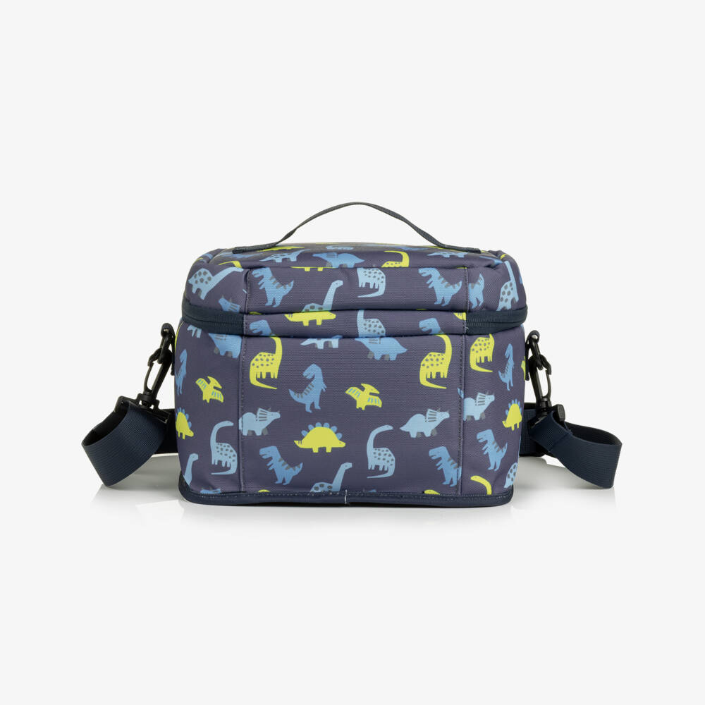 Deux par Deux-Boys Navy Blue Dino Print Lunch Bag (25cm) | Childrensalon