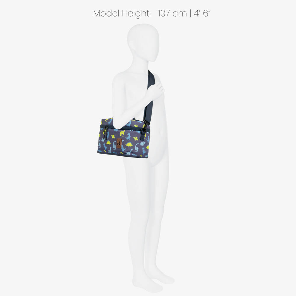 Deux par Deux-Boys Navy Blue Dino Print Lunch Bag (25cm) | Childrensalon