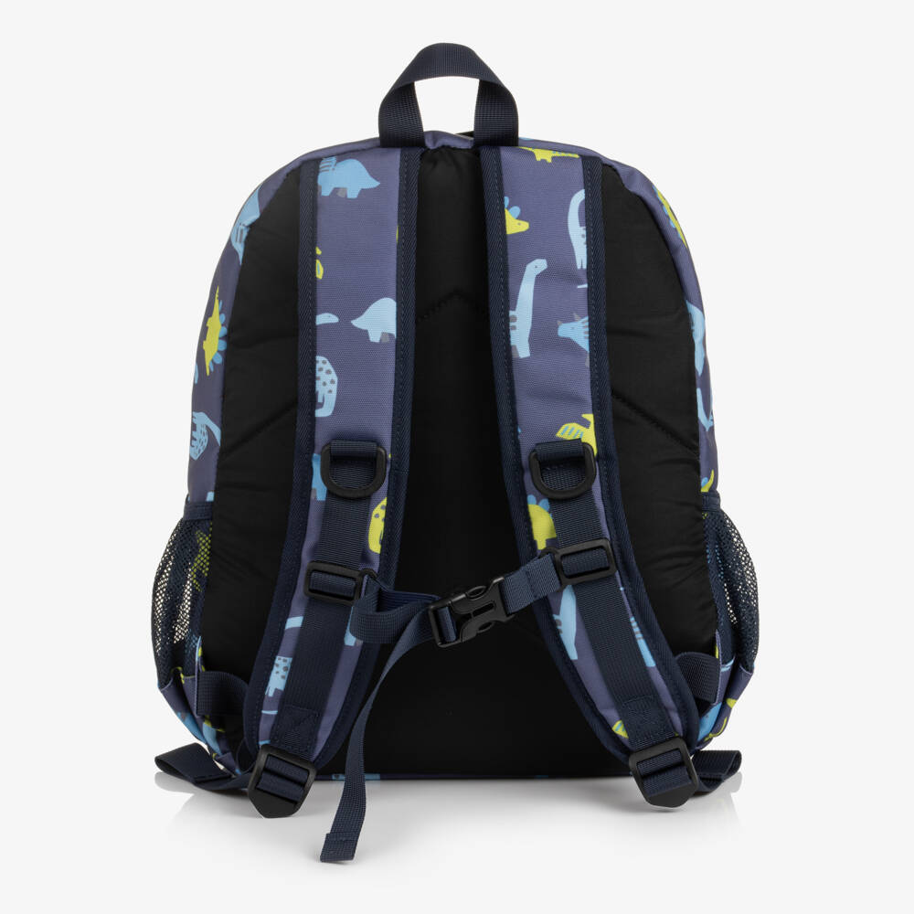 Deux par Deux-Boys Navy Blue Dinosaur Print Small Backpack (38cm) | Childrensalon