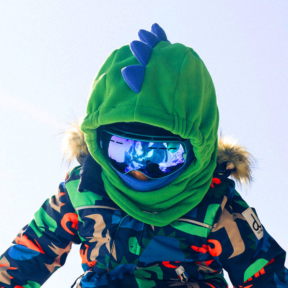 Deux par Deux-Boys Oversized Green Dino Balaclava for Ski Helmets | Childrensalon