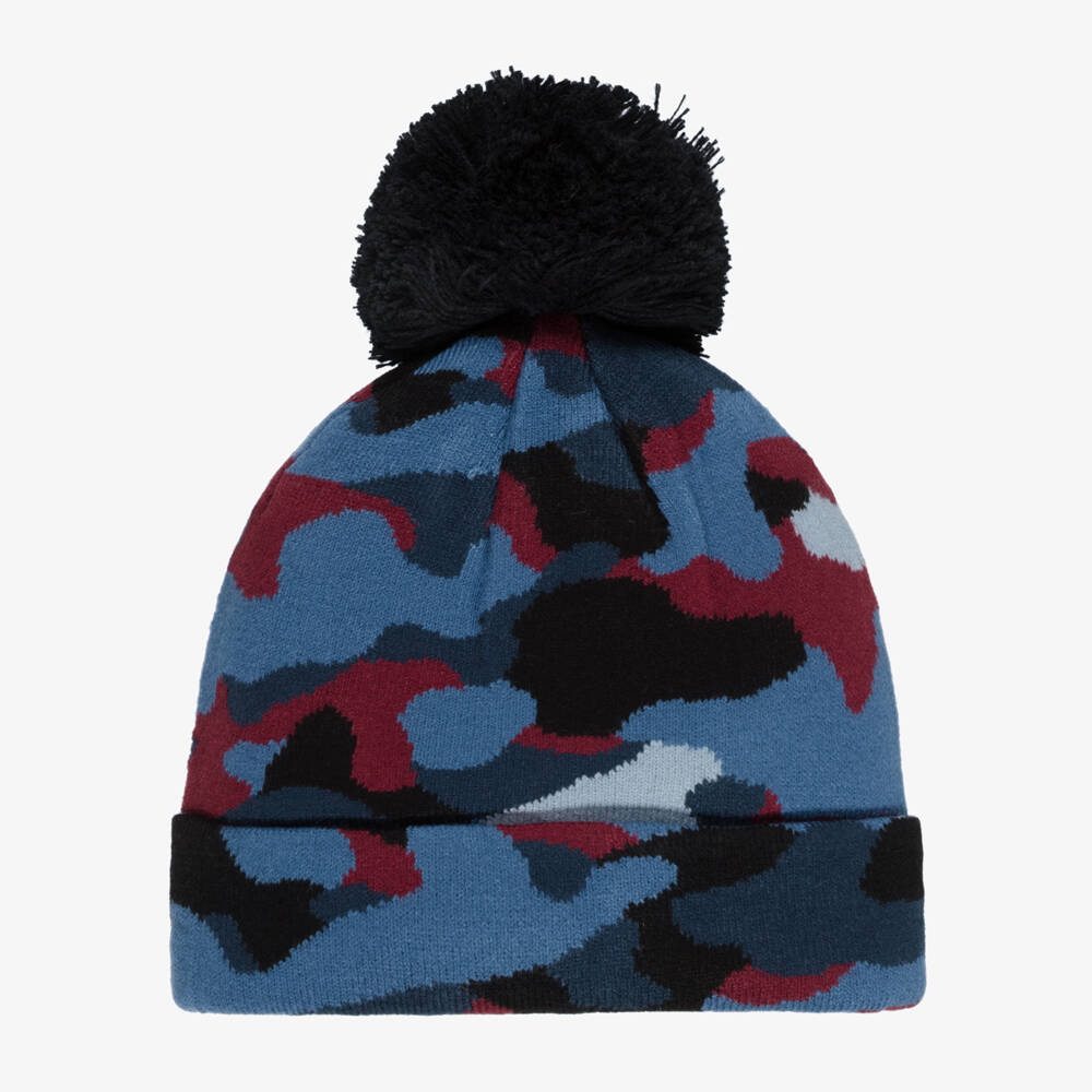 Deux par Deux-Boys Teal Blue & Burgundy Camouflage Hat | Childrensalon