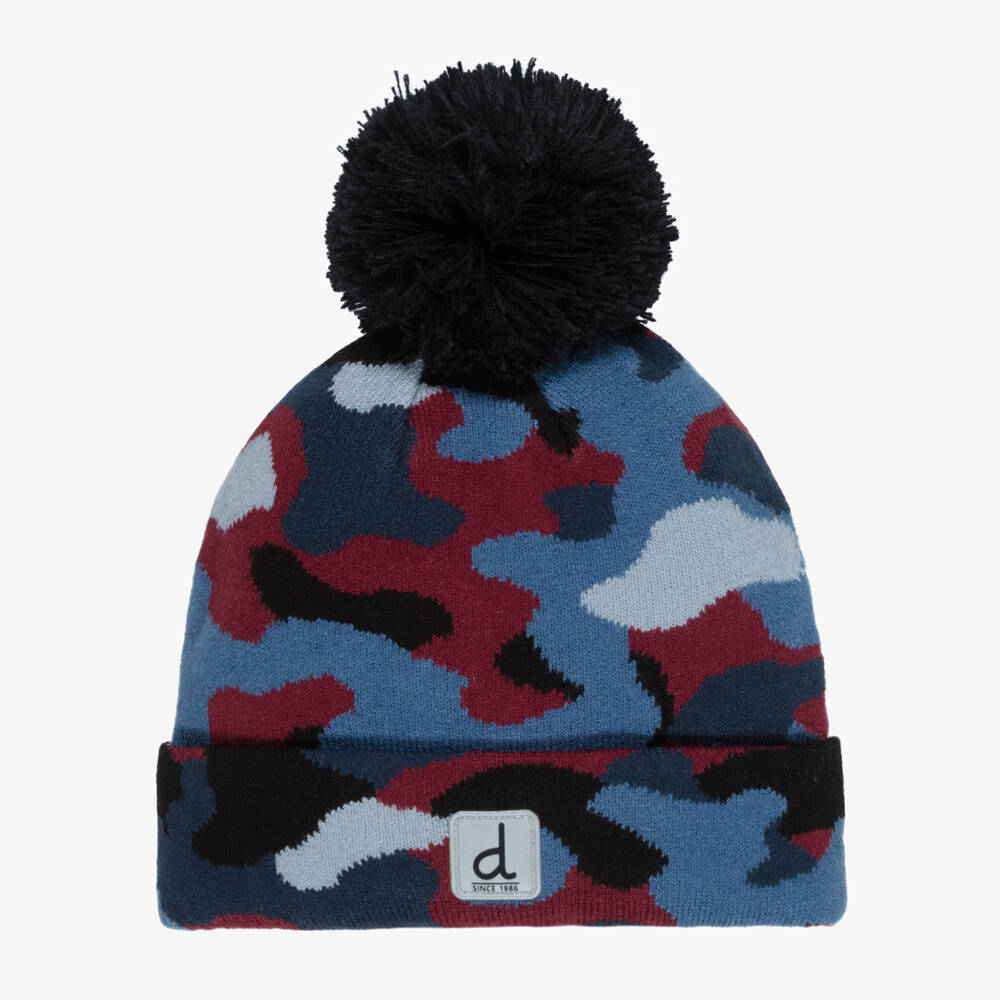 Deux par Deux-Boys Teal Blue & Burgundy Camouflage Hat | Childrensalon