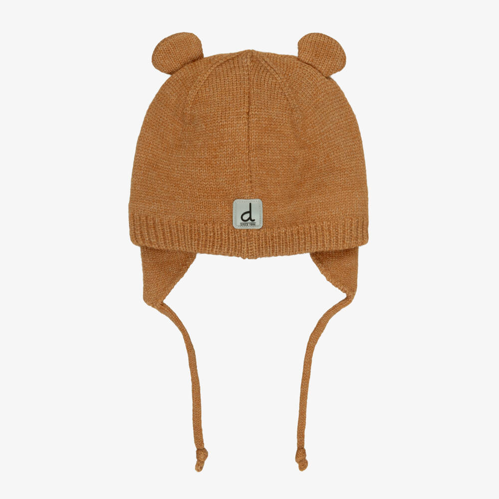 Deux par Deux-Caramel Brown Knitted Hat with Bear Ears | Childrensalon
