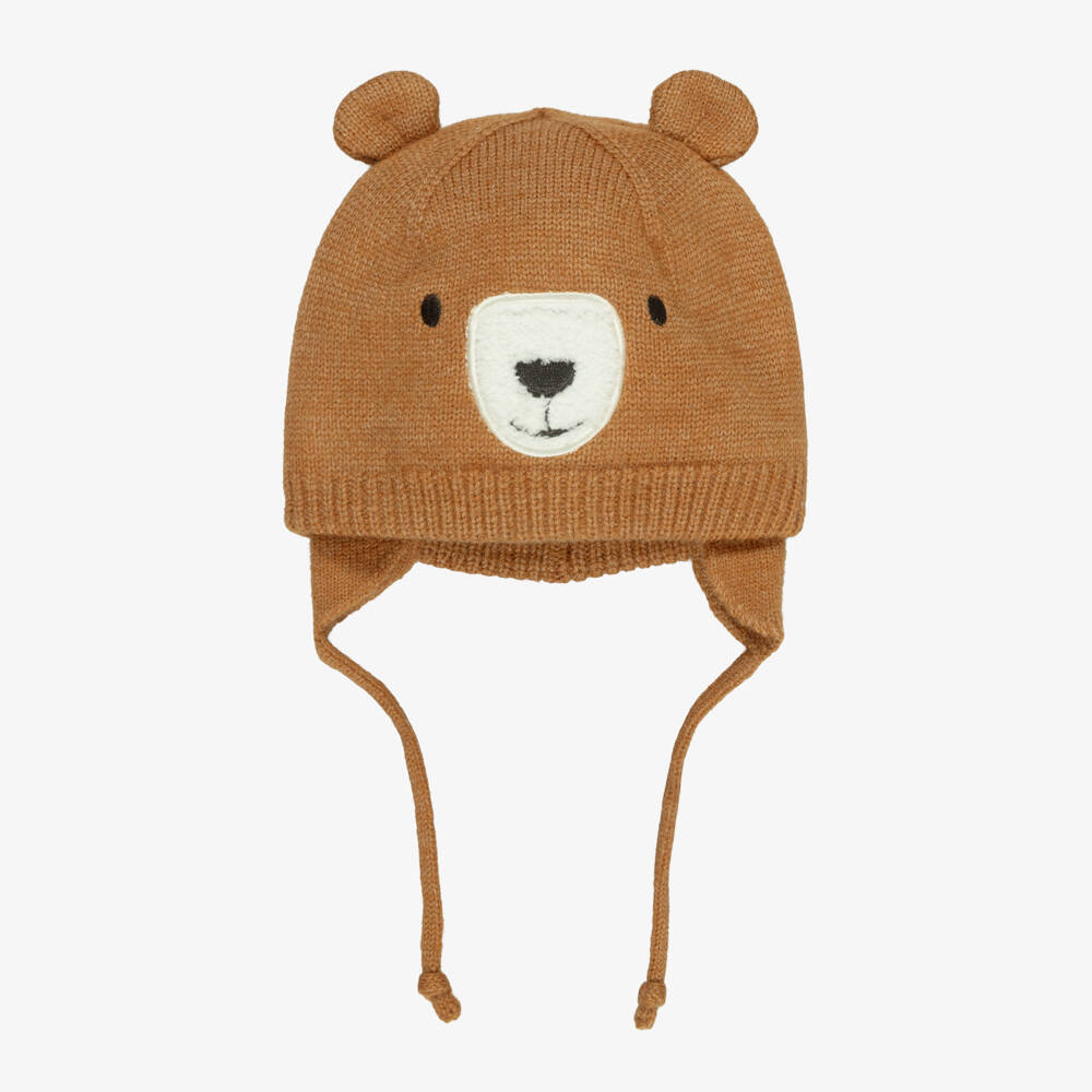 Deux par Deux-Caramel Brown Knitted Hat with Bear Ears | Childrensalon