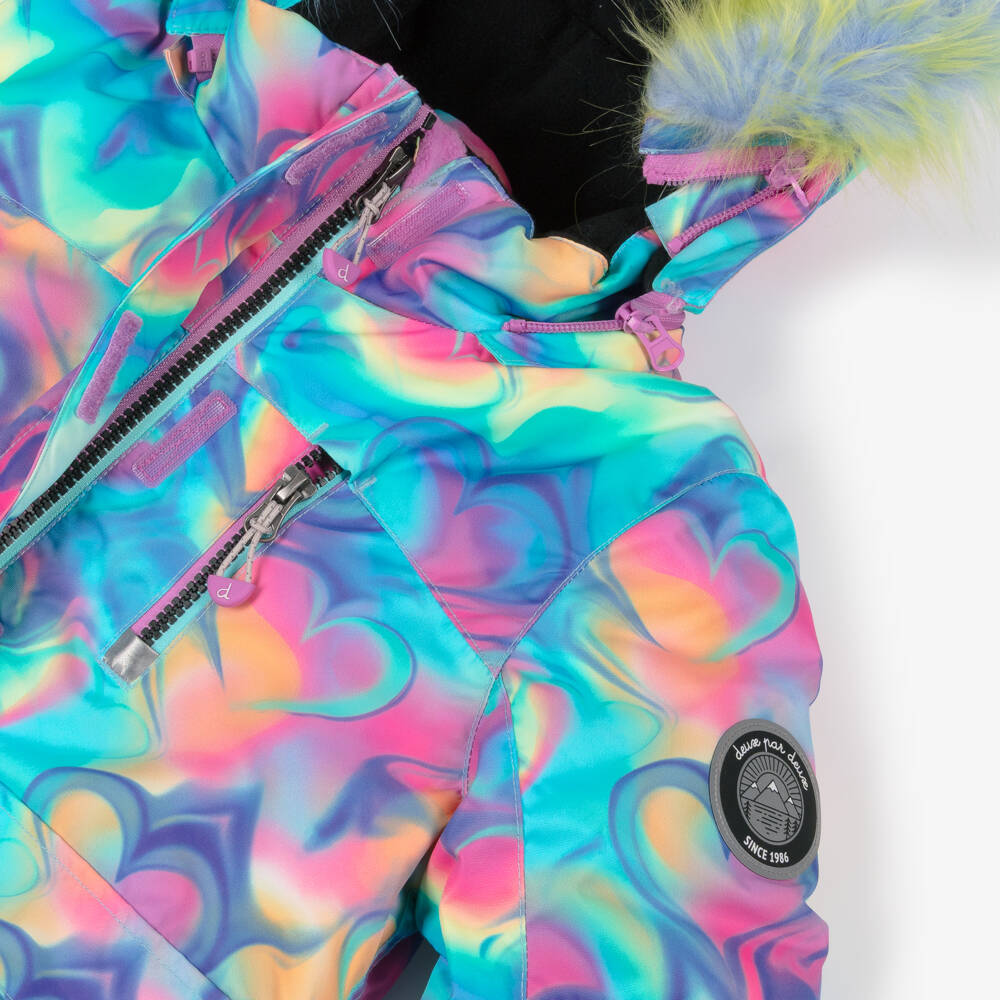Deux par Deux-Girls Black & Blue Abstract Heart Print Snowsuit | Childrensalon
