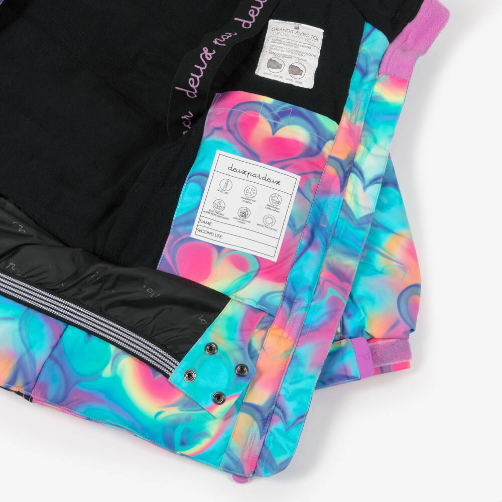 Deux par Deux-Girls Black & Blue Abstract Heart Print Snowsuit | Childrensalon