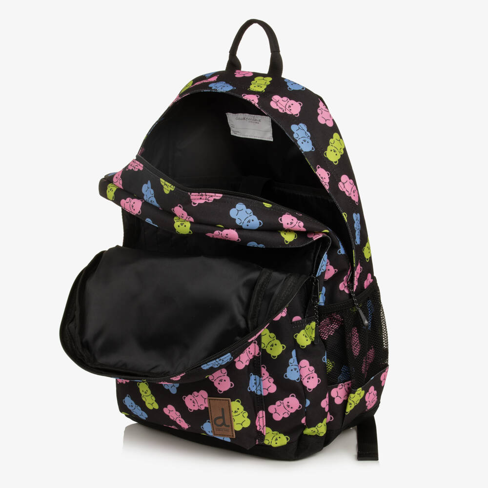 Deux par Deux-Girls Black Gummy Bear Print Backpack (46cm) | Childrensalon