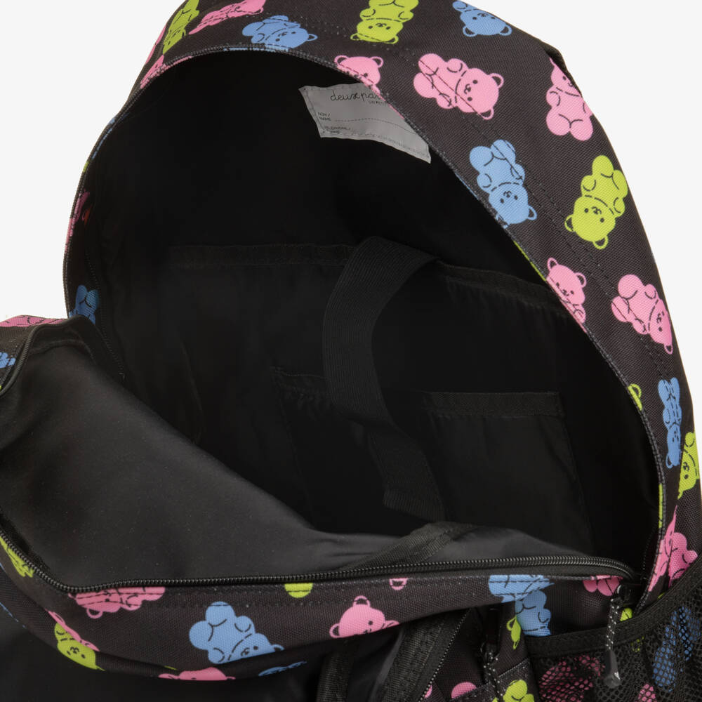 Deux par Deux-Girls Black Gummy Bear Print Backpack (46cm) | Childrensalon