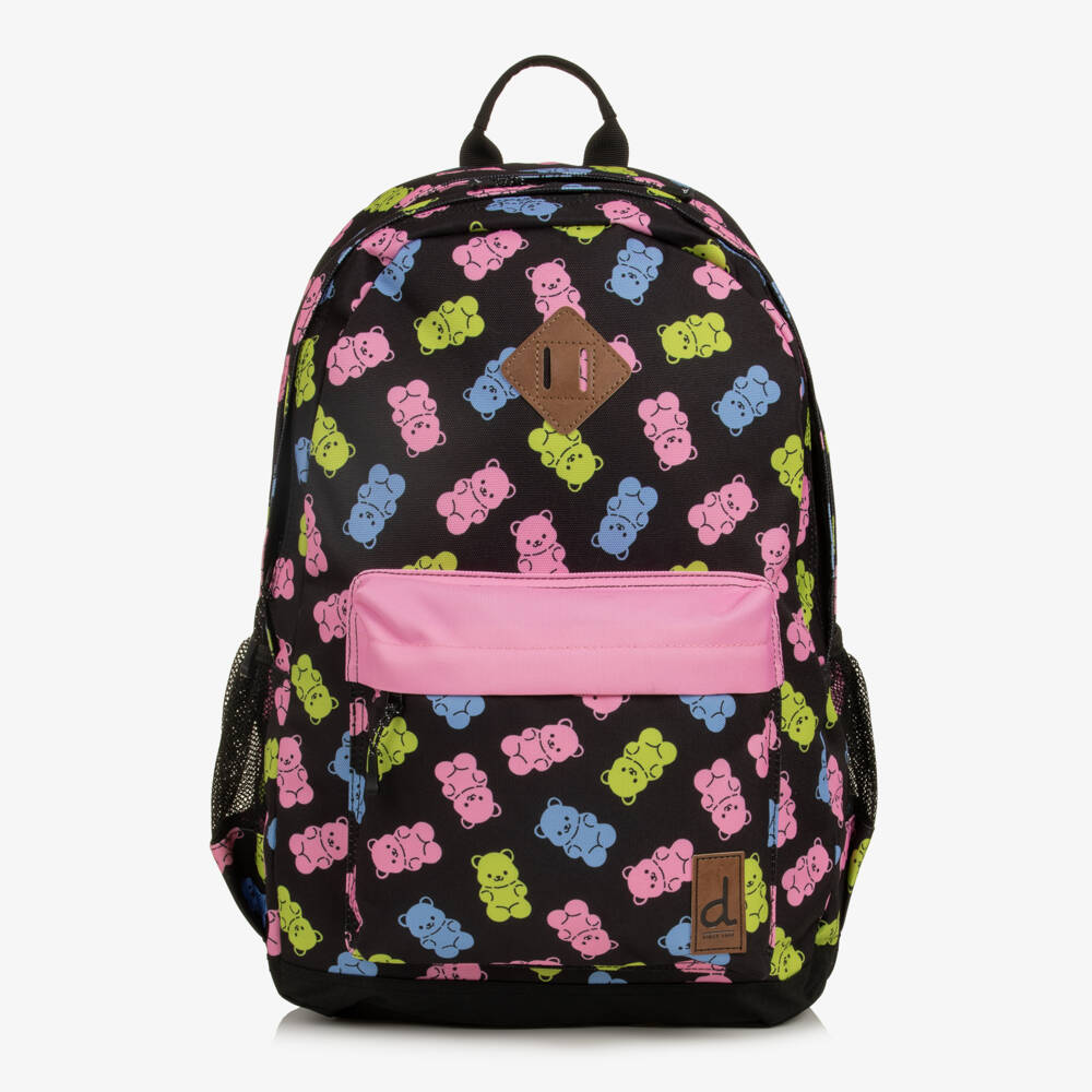 Deux par Deux-Girls Black Gummy Bear Print Backpack (46cm) | Childrensalon