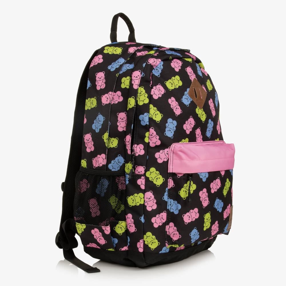 Deux par Deux-Girls Black Gummy Bear Print Backpack (46cm) | Childrensalon