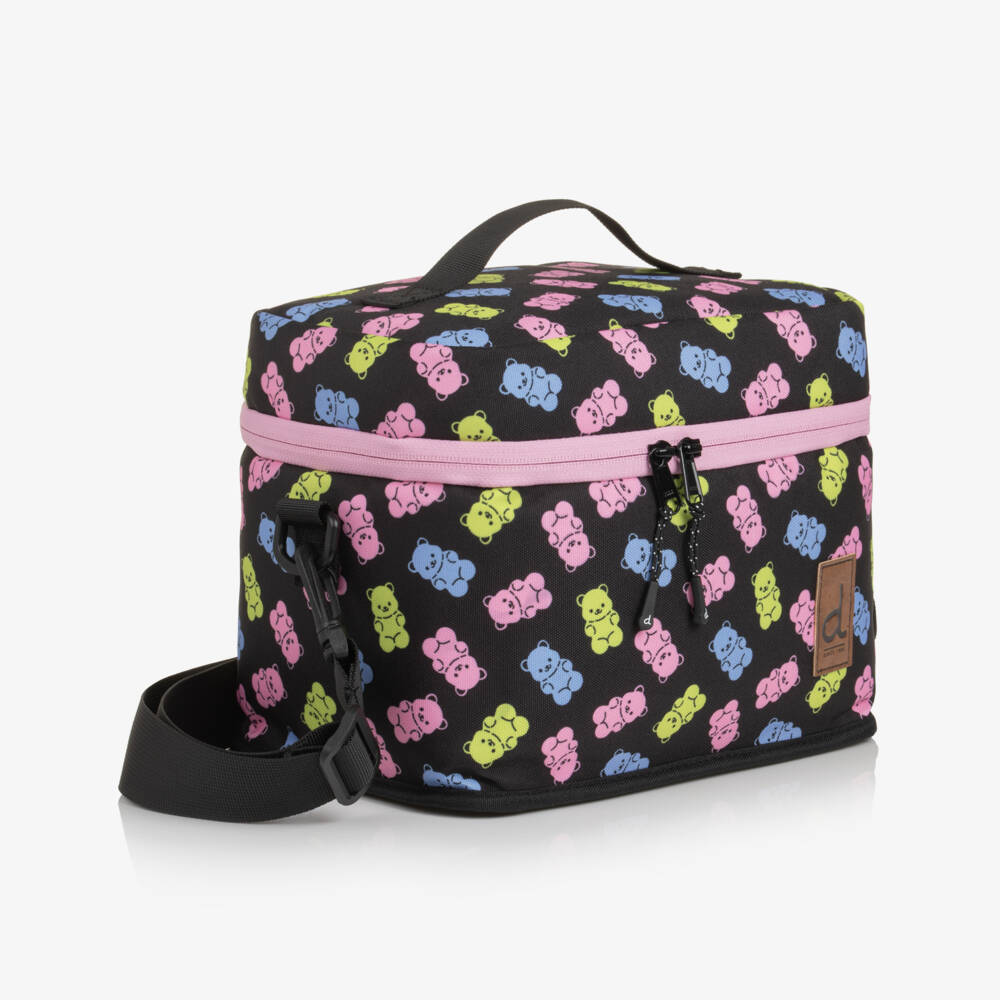 Deux par Deux-Girls Black Gummy Bear Print Lunch Bag (25cm) | Childrensalon
