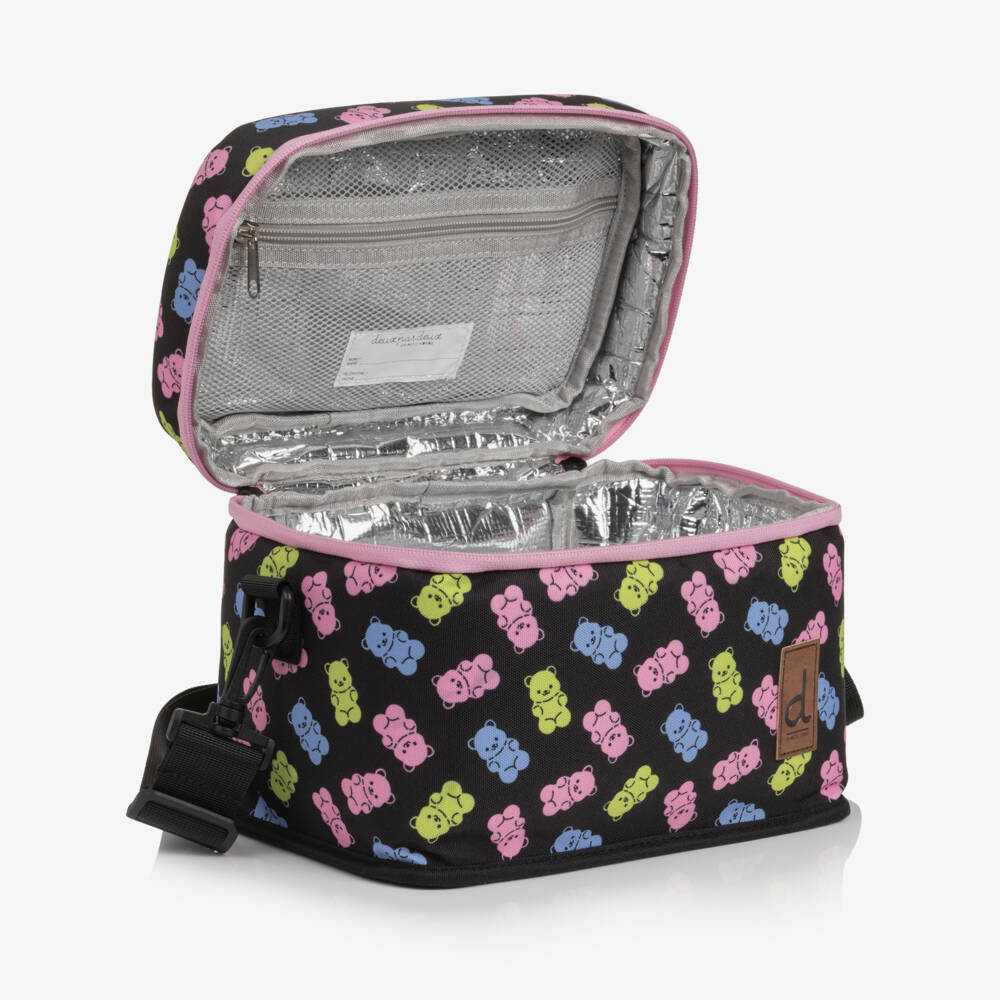 Deux par Deux-Girls Black Gummy Bear Print Lunch Bag (25cm) | Childrensalon