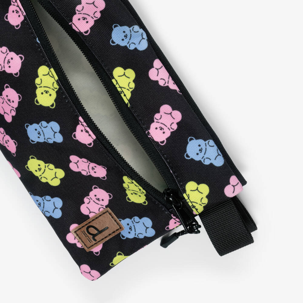 Deux par Deux-Girls Black Gummy Bear Print Pencil Case (23cm) | Childrensalon