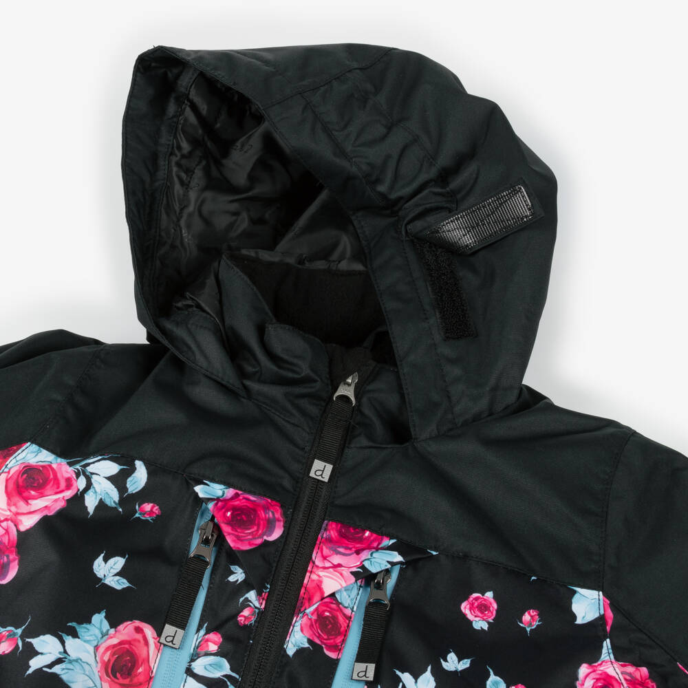 Deux par Deux-Girls Black & Pink Rose Snowsuit Set | Childrensalon