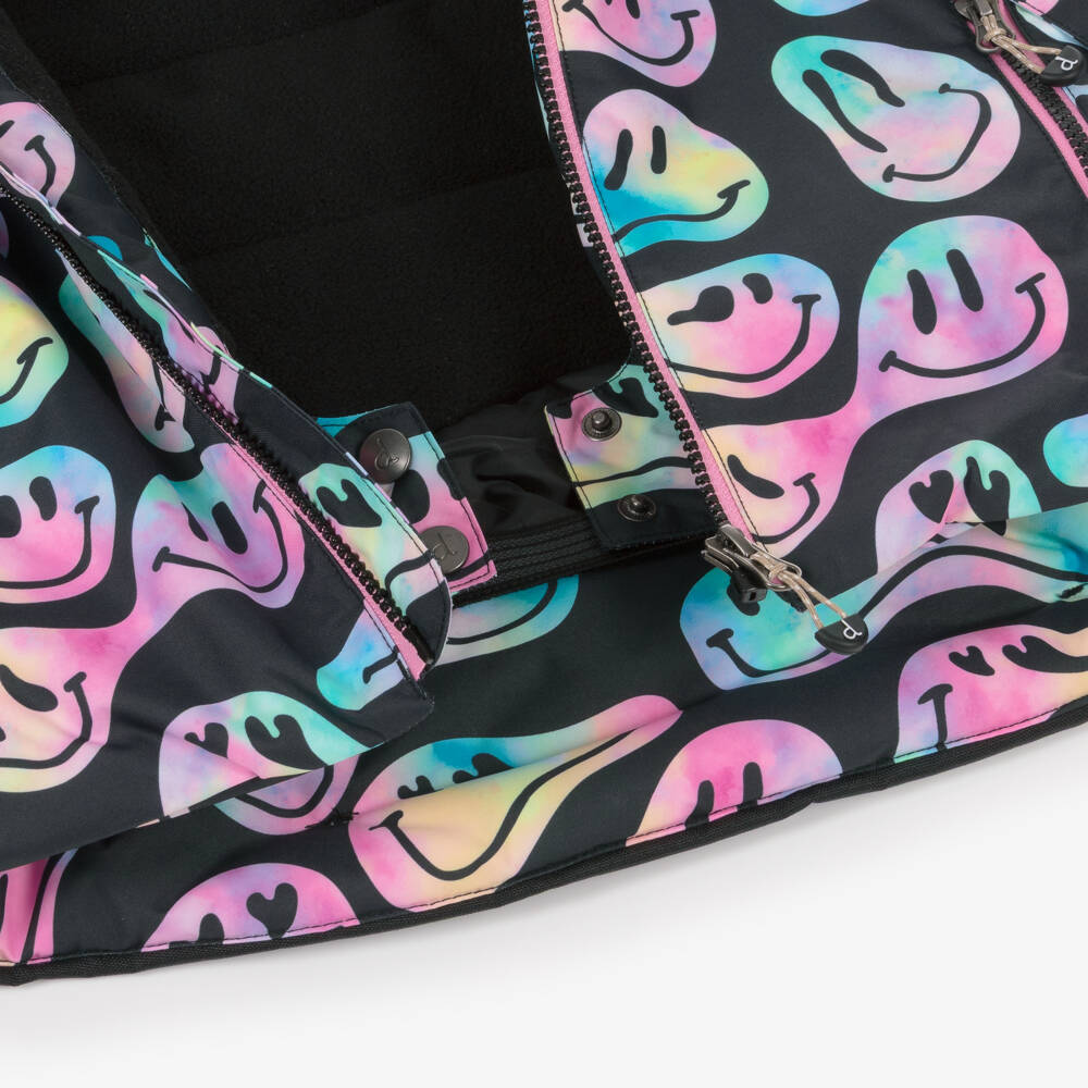 Deux par Deux-Girls Black & Pink Smiling Faces Snowsuit | Childrensalon
