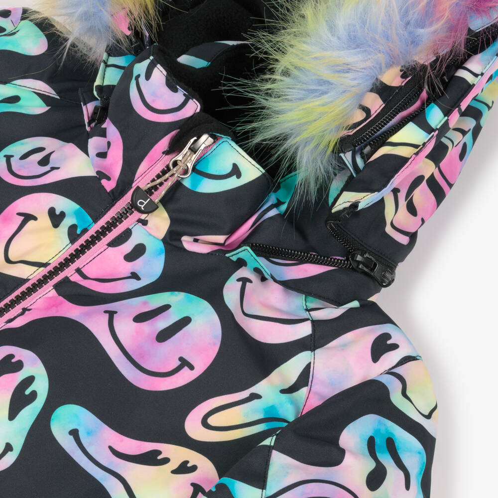 Deux par Deux-Girls Black & Pink Smiling Faces Snowsuit | Childrensalon