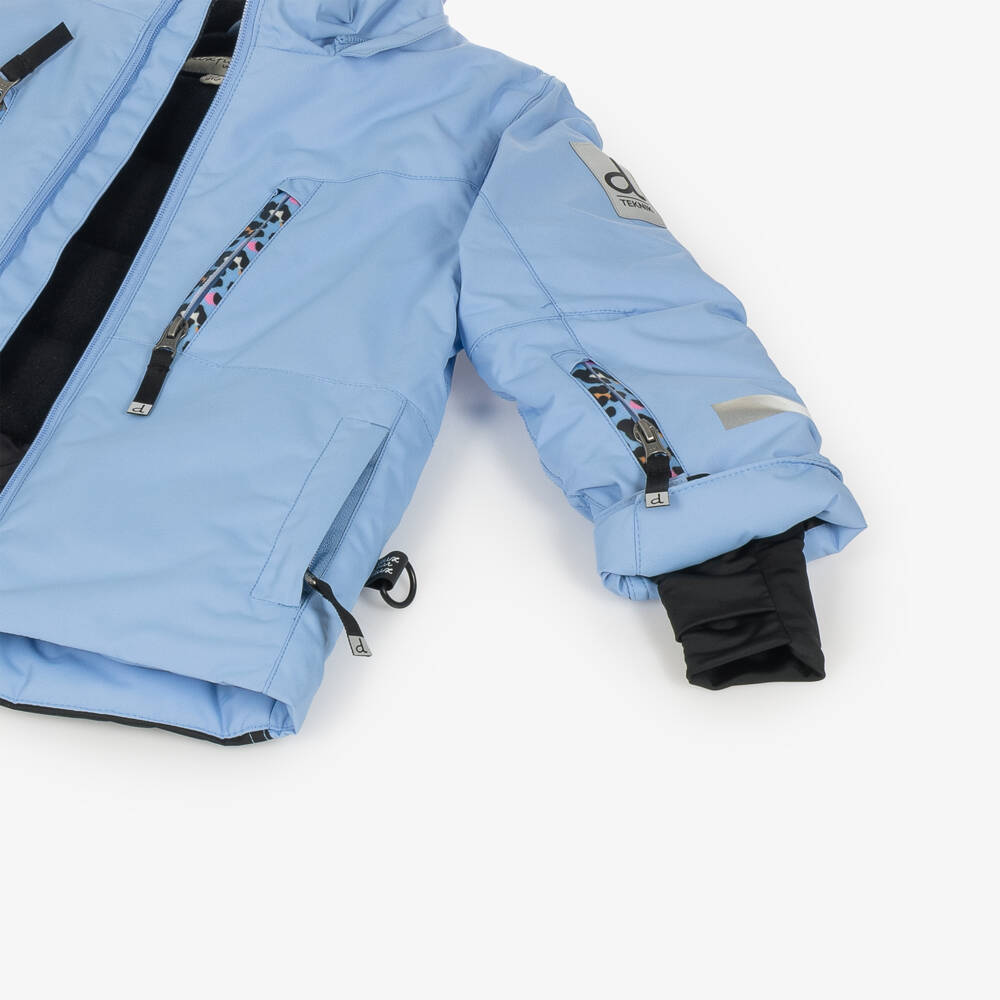 Deux par Deux-Girls Blue Leopard Print Teknik Snowsuit | Childrensalon