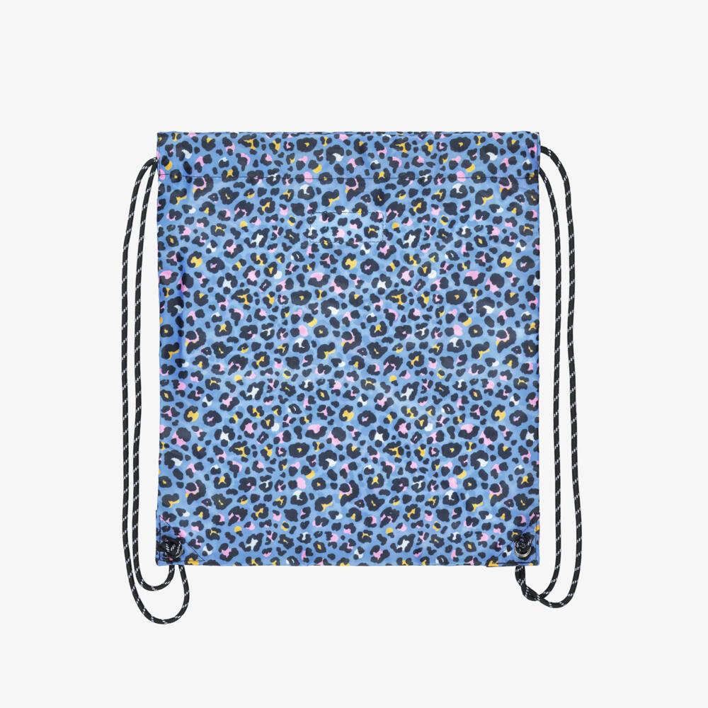 Deux par Deux-Girls Blue & Pink Leopard Print Drawstring Backpack (39cm) | Childrensalon