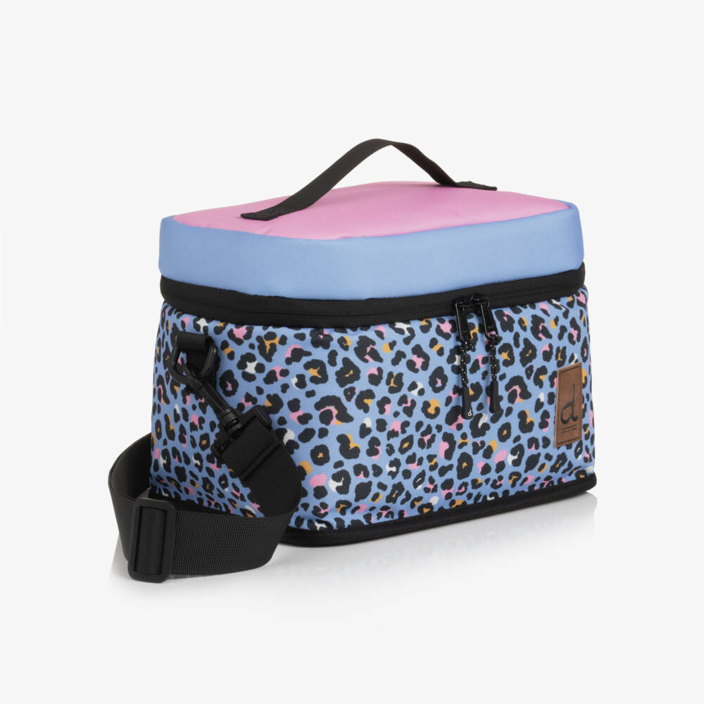 Deux par Deux-Girls Blue & Pink Leopard Print Lunch Bag (25cm) | Childrensalon