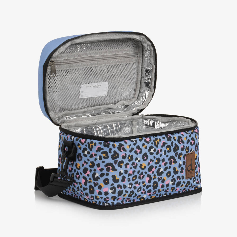 Deux par Deux-Girls Blue & Pink Leopard Print Lunch Bag (25cm) | Childrensalon