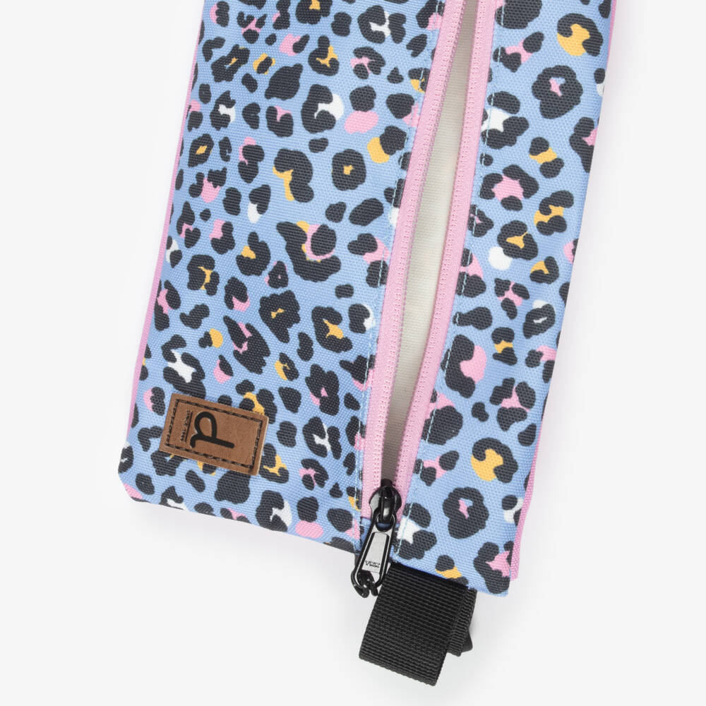Deux par Deux-Girls Blue & Pink Leopard Print Pencil Case (23cm) | Childrensalon