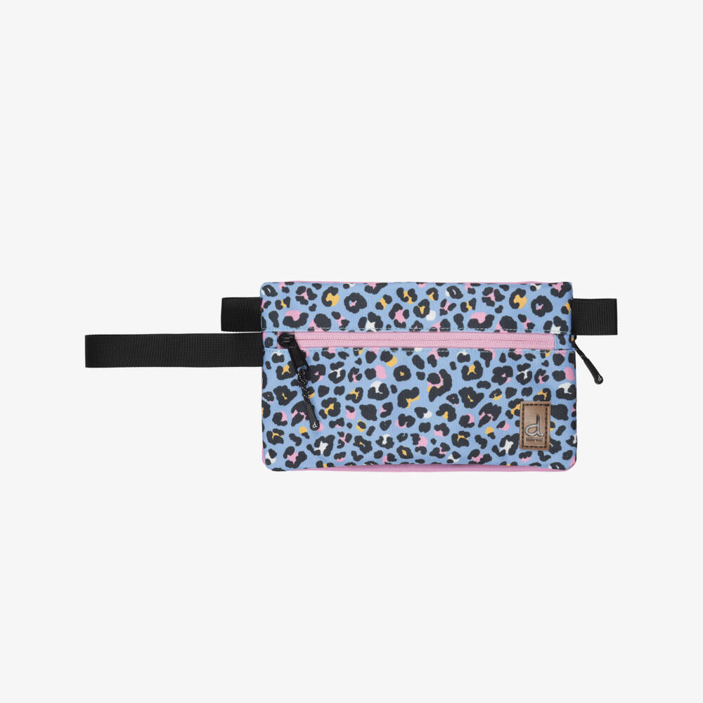 Deux par Deux-Girls Blue & Pink Leopard Print Pencil Case (23cm) | Childrensalon