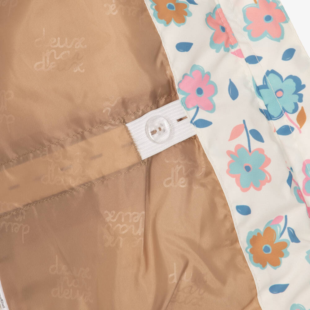 Deux par Deux-Girls Ivory & Blue Floral Print Technical Snowsuit | Childrensalon