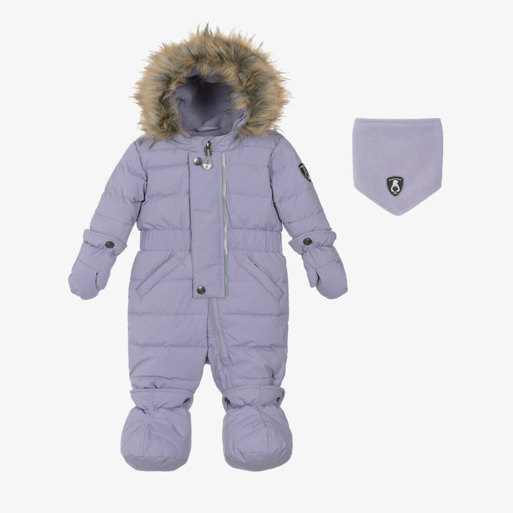 Deux par Deux-أفرول ثلج مقاوم للماء بغطاء رأس لون أرجواني للبنات | Childrensalon